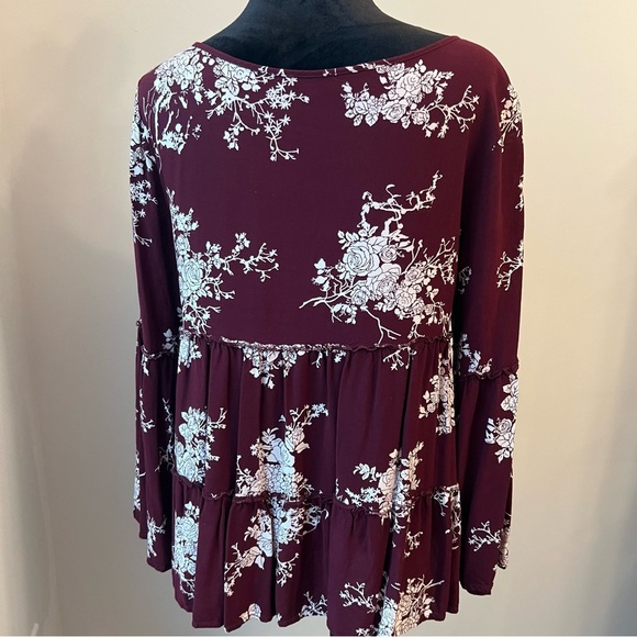 JODIFL Burgundy Floral Blouse - Picture 4 of 9